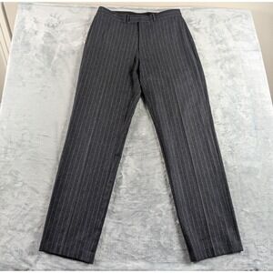 VTG Polo Ralph Lauren Pants Men 35x34 Gray Flannel Wool Blend Pinstripe Trouser